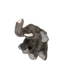 WILD REPUBLIC Plush 13"‎ Elephant Stuffed Animal Toy Tusks Realistic Gray